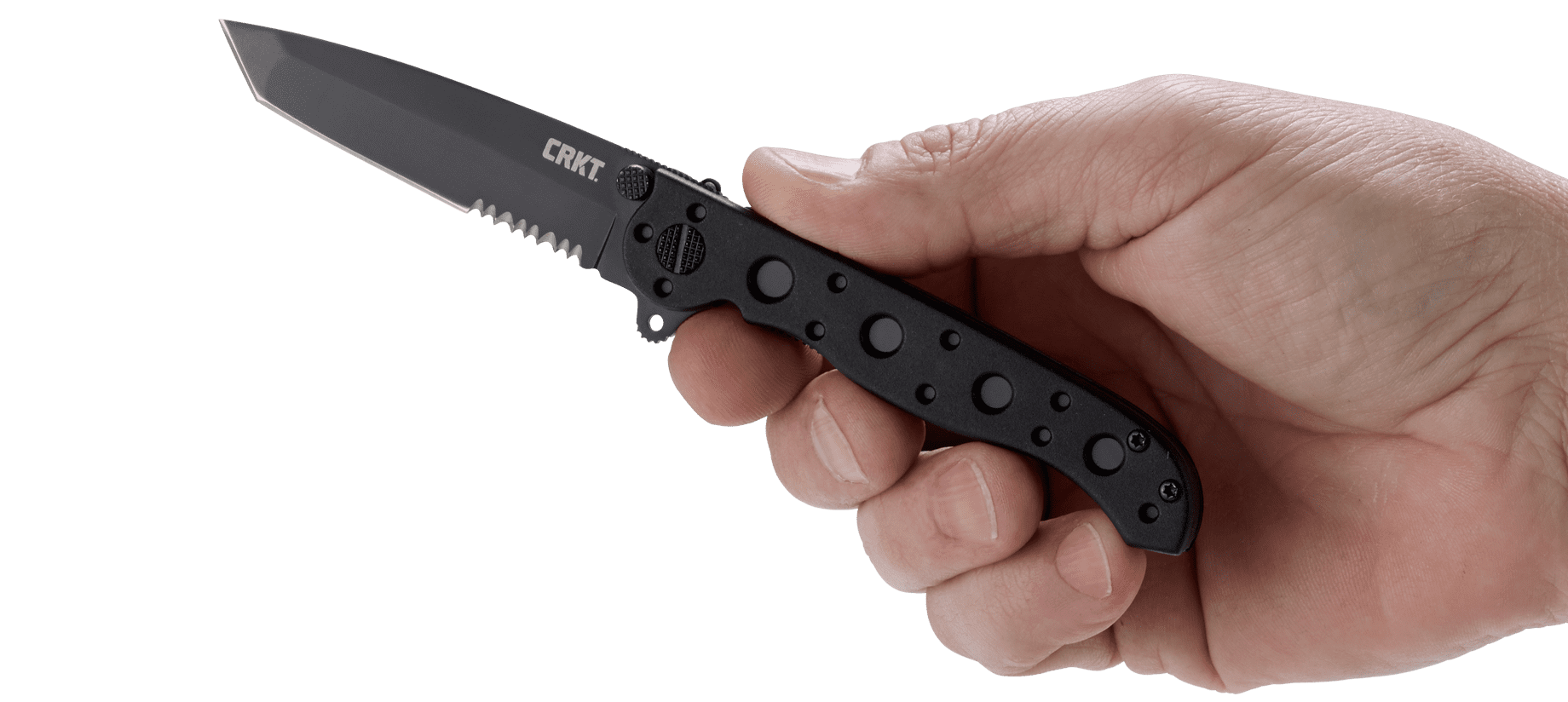 CRKT M16-10KZ Folding Knife with Liner Lock: 1.4116 Triple Point Serrations Blade, Glass-Reinforced Nylon Handle, Pocket Clip, M16-10KZ