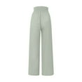 thumbnail image 6 of CFLVAEK Flare Bootcut Pants for Plus Size Women Comfy Button Cotton Linen Trousers Smocked High Waist Office Slacks Casual Full Length Solid Pant Green 3XL, 6 of 8