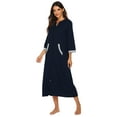 thumbnail image 4 of Ekouaer Women Zipper Robe 3/4 Sleeves Loungewear Dress Full Length Sleepwear Pockets Housecoat Nightgown Long Bathrobe, 4 of 6