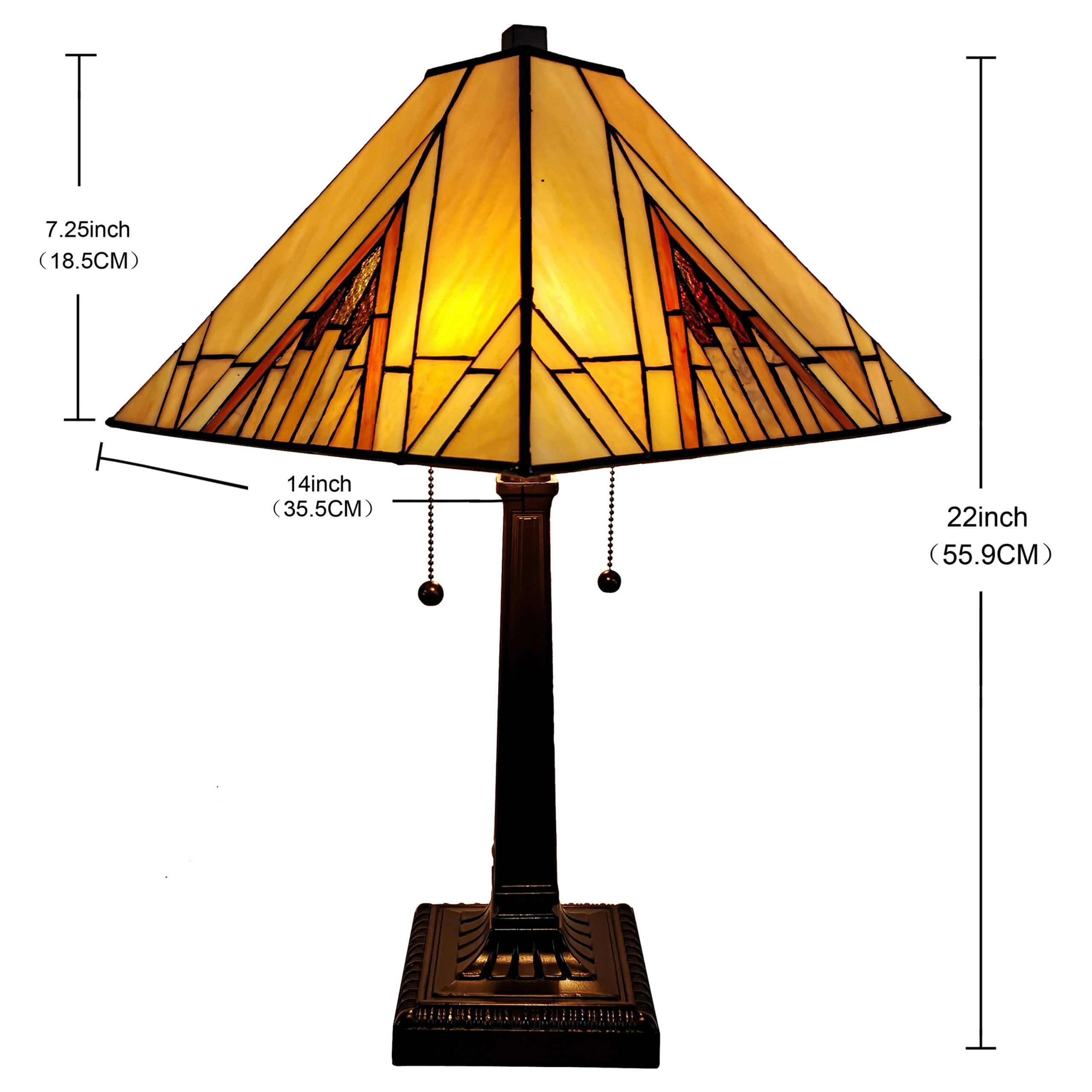 Tiffany Style 2 Light Mission Table Lamp - 23" Tall