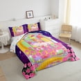 thumbnail image 3 of Feelyou Dreamy Princess Fairy Queen Comforter Set, Pink Rose Flower Bedding Sets, Mystic Glitter Stars Reversible Bedding Comforter Set, Luxury Bedroom Decor, 3 Pieces, 3 of 8
