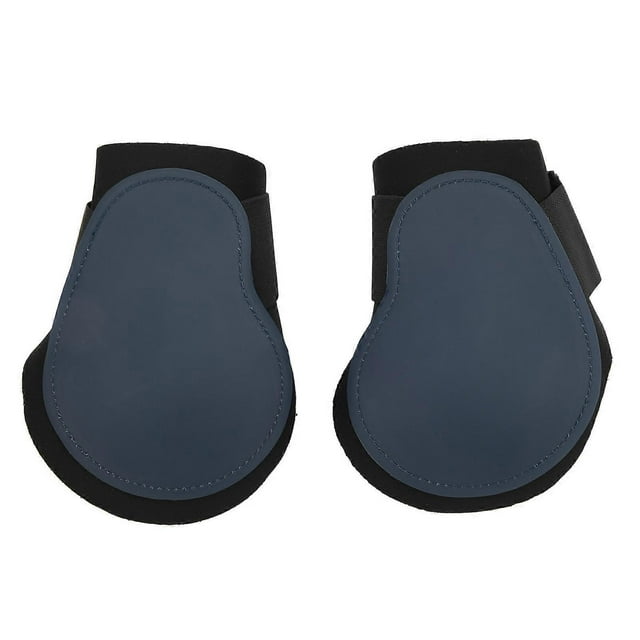 2pcs Horse Fetlock Boots PU Shell Elastic Shock Proof Horse Leg Guard for Jumping CompetitionNavy Blue Hind Legs XL