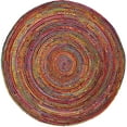 thumbnail image 2 of Safavieh Cape Cod Collection CAP202A Handmade Boho Braided Jute & Cotton Area Rug, 8' x 8' Round, Red / Multi, 2 of 2