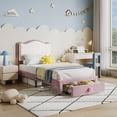 thumbnail image 4 of Princess Style Twin Upholstered Bed Frame - Scalloped Headboard, Storage Drawer, Durable Color Color Wood Slats, Sturdy, Noise-Free, Easy Assembly, No Box Spring Needed - Pink, 4 of 7