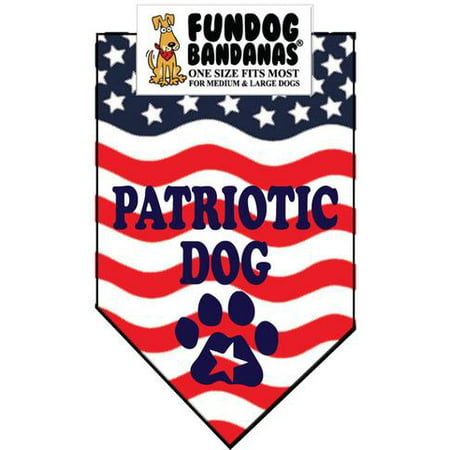 Fun Dog Bandana - Chien patriotique - Taille unique pour Med à Lg Chiens, écharpe animal rouge, blanc et bleu