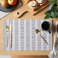 thumbnail image 2 of Navy Blue Stripe Placemats Set of 6, Modern Abstract Vertical Stripes Beige Placemats for Dining Table, Place Mats for Kitchen Tabletop, Waterproof Wipeable Dining Table Mats Set, 2 of 9