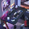 thumbnail image 6 of Homall 55 Inches Z-Shaped Gaming Desk Carbon Fiber Surface Desk with Cup Holder & Headphone Hook, Black, 6 of 7