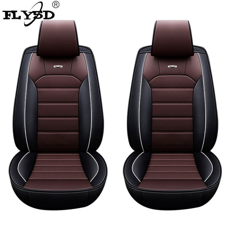 Fly5d 2022 New Leather Car Seat Cover Universal 2 Front Seat Protector Brown Size 2 Front Seat Cover No Pillow