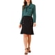 thumbnail image 2 of INSPIRAR CHIC Blusa de Oficina de Manga Larga con Lazo en el Cuello y Contraste en Verde Oscuro Talla S, 2 of 6
