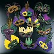 Mardi Gras Feather Mask Assortment - Party Wear - 12 Pieces