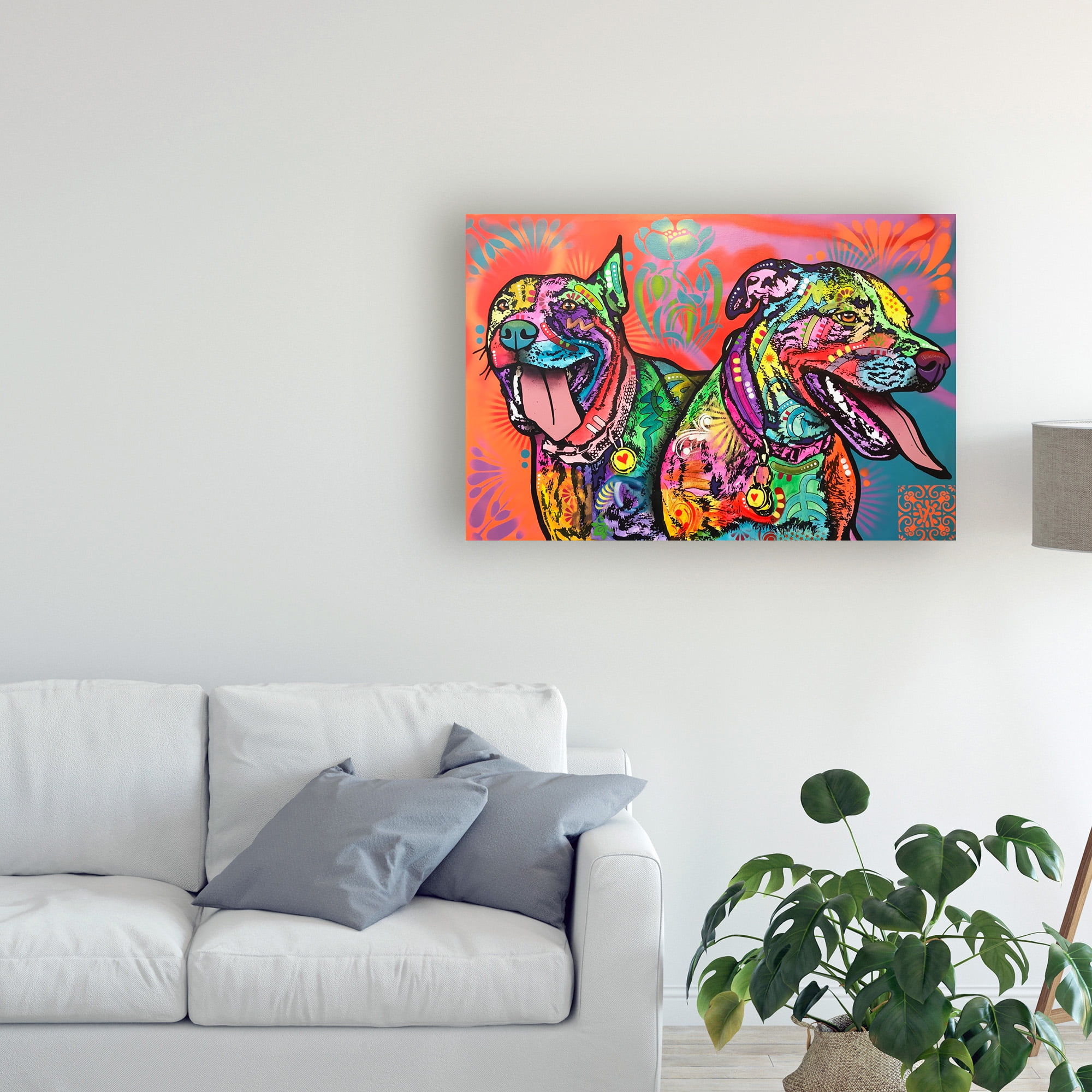 Trademark Fine Art 'Two Happy Pups' Canvas Art by Dean Russo