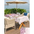 thumbnail image 5 of Outdoor Tablecloth with Umbrella Hole for Patio/Picnic/Party/Camping, Pink Weeping Leaves Waterproof Table Cloth Rectangle Table Cover Washable, Farmhouse Pastoral Botanical Wooden (52"x 70"), 5 of 8