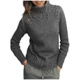 thumbnail image 2 of Sweaters for Women 2025 Hemp Pattern Turtleneck Solid Comfy Cable Knit Long Sleeve Jumper Top Womens Pullover Sweaters, 2 of 5