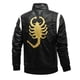 thumbnail image 1 of 2021 nueva chaqueta de cuero de primavera para hombre, chaqueta de motocicleta con bordado de escorpión con capucha extraíble, chaquetas de cuero ajustadas para hombre AIOPESON Chaqueta de poliuretano, 1 of 4
