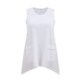 thumbnail image 4 of DARING DIVA Women's Plus Tank Top High Low Hem Casual Blouse with Pockets 1X White, 4 of 5