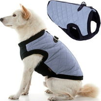Gooby Fashion Vest - Gray, Medium - Quilted Bomber Jacket with Leash Attachment and Pain-Free Zipper Guard for Dogs - Water Resistant with Stretchable Knitted Bottom for Indoor and Outdoor Use
