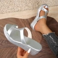 thumbnail image 5 of Silver Women'S Toe Exposed Chunky Heel Sandals Solid Color Chunky Sole Fish Mouth Outdoor Sandals Pu Material for Indoor And Outdoor Wear Size 6, 5 of 9