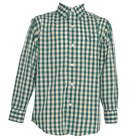 Big Boys Green Plaid Button Down Straight Collar Long Sleeve Shirt 8 ...