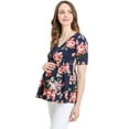 thumbnail image 2 of LaClef Women's Floral and Polka Dot Pleated Peplum V Neck Maternity Top, 2 of 6