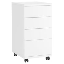 4-Drawer Chest, Mobile Wood Storage File Cabinet, Filing Cabinet with Wheels, Rolling Pedestal Under Desk White 12.9x15.3X 25 in