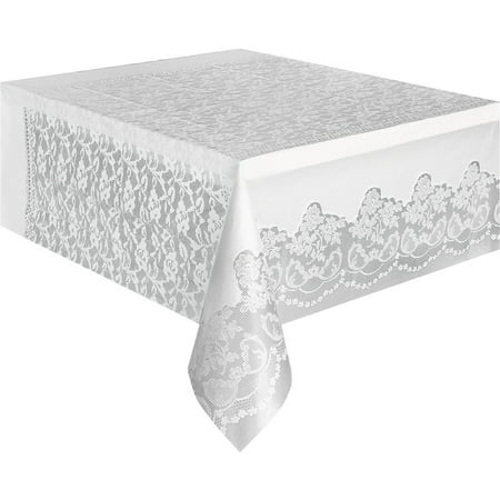 (3 Pack) Plastic White Lace Table Cover, 108
