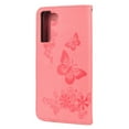 thumbnail image 4 of Feishell Wallet Case for Samsung Galaxy S22 5G,Retro PU Leather Butterfly Embossed Pattern Full Protection Anti-Scratch Magnetic Clasp Flip Holder Card Slots & Cash Pocket Phone Cover,Pink, 4 of 6