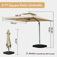 thumbnail image 2 of 9'X9' Adjustment Square Cantilever Umbrella with Center Pole, 360° Rotation Patio Umbrella with Sun Protection, 2-Tier Aluminum Offset Outdoor Umbrella for Backyard, Pool, Beige, 2 of 9