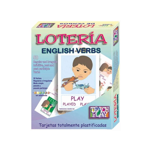 TEACH PLAY | Juego de Lotería Didáctica para Niños y Adolescentes de Verbos en Inglés | Incluye 50 v