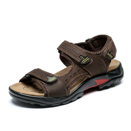 

Lopsie Men s Fisherman Sandal Genuine Leather Sport Open Toes Sandals Casual Elastic Beach Slippers for Summer