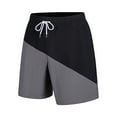 thumbnail image 3 of Yaoyar Men's Color Block Drawstring Pocketed Elastic Waist Ocean Surf Swim Trunks Ice Silk Quick Dry ‌Knee-Length TrousersGym Running Shorts,Dark Gray,2XL, 3 of 7