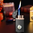 thumbnail image 4 of CQCYD under $5 Lighter, Windproof Butane Gas Lighter Refillable Metal Lighter, Transparent Fuel Window Dual Flame Torch Lighter, LED Light Up Novelty Cigarette Lighter, 4 of 5