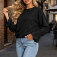 thumbnail image 2 of Hurxie Women's Casual Crew Neck Sweatshirt Long Sleeve Ruched Solid Loose Fitting Pullover Tops, 2 of 7