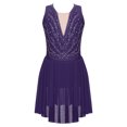 thumbnail image 1 of Sxiwei Robe de Patinage Artistique en Strass Brillant pour Filles Enfants Justaucorps de Ballet Violet 16, 1 of 5