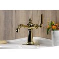 thumbnail image 3 of Kingston Brass KSD3542KL Knight One-Handle Single-Hole Bathroom Faucet with Deck Plate and Push Pop-Up Drain, Polished Brass, 3 of 7