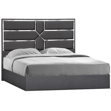 J & M Furniture 18730-K 55.5 x 80 x 83.4 in. Da Vinci King Size Bed, Charcoal