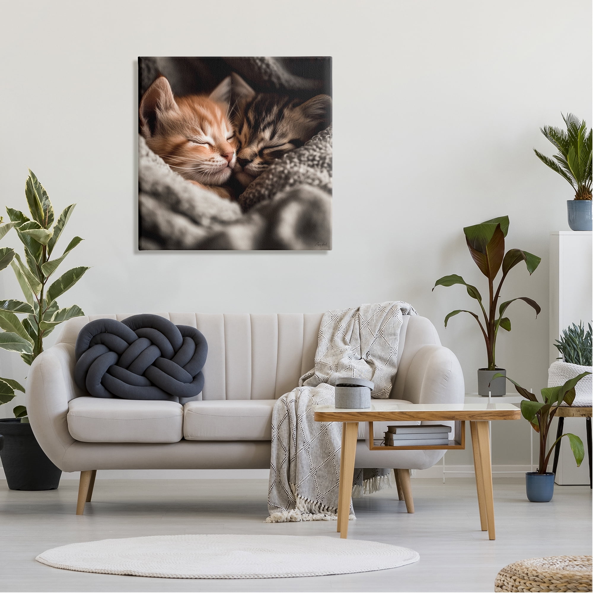 Stupell Industries Cuddling Kittens Portrait Animals & Insects Painting Gallery Wrapped Canvas Art Print Wall Art, 30 x 30