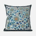 thumbnail image 2 of Amrita Sen Designs CAPL568FSDS-BL-20x20 20 x 20 in. Glory of Flowers Peacock Suede Blown & Closed Pillow - Grey, Orange & Black, 2 of 8