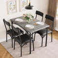 thumbnail image 2 of Jojoka Dining Set for 4, Table and 4 PU Leather Upholstered Chairs, 5 Piece Industrial Breakfast Dinette Sturdy Home Furniture for Small Space, Kitchen, Apartment, Dining Room, Rustic Grey, 2 of 9