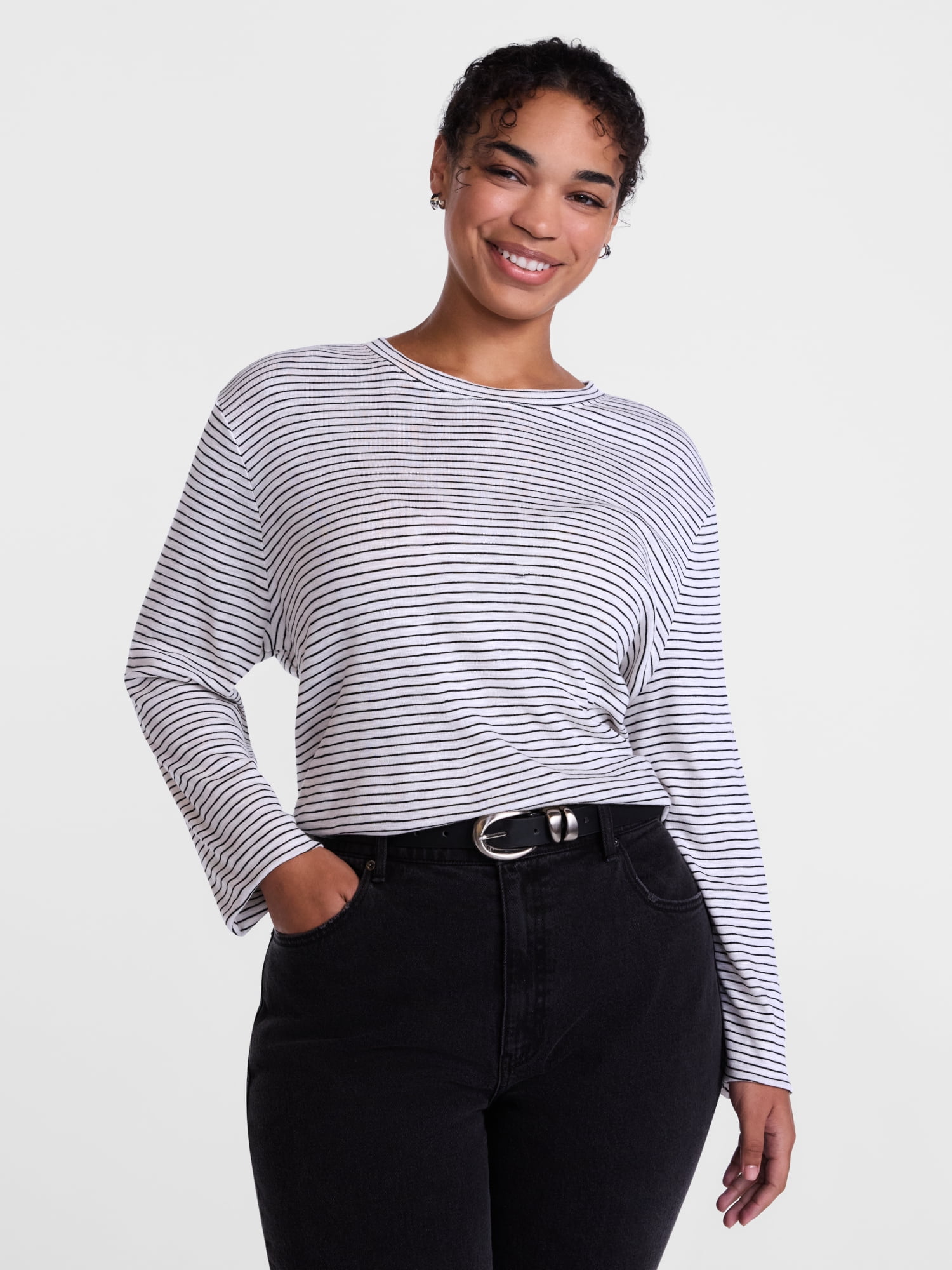 Scenario Women's Oversized Tee with Long Sleeves, Sizes XS-XXXL
