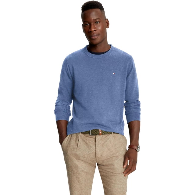 Jersey Tommy Hilfiger liso con cuello redondo para hombre BlueHTR XXL