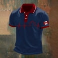 thumbnail image 2 of Men's Canada Flag Print Slim Fit Short Sleeve Casual Style Zip Polo Shirt,Blue,XXXL, 2 of 4