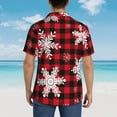 thumbnail image 6 of Balery Snowflakes On A Buffalo Plaid Print Men's Hawaiian Shirts Short Sleeve Beach Shirt Relaxed Fit Vacation Button Down Shirts-Medium, 6 of 9