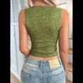 thumbnail image 4 of Tops Cortos de Encaje Sin Mangas con Cuello en V para Mujer, Estilo Y2K, para Salir Verde M, 4 of 8