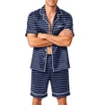 thumbnail image 2 of Mens Short Sleeve Pajama Set Soft Loungewear Set Silk Satin Sleepwear Elegant Lounge Summer Pjs Sets, 2 of 4