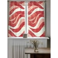 thumbnail image 4 of Red Waves Tier Curtains 45 Inch Length, Sheer Curtains for Bedroom Living Room Window, Ombre Sea Ripples Shabby Beach Rod Pocket Voile Drapes Kitchen Curtains Small Half Window 27.5"x45" 2 Panels, 4 of 7