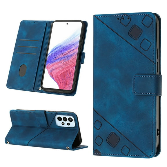 ELEHOLD Crossbody Leather Wallet Case for Samsung Galaxy A53 5G Practical Card Holders Stand Function Detachable Shoulder Strap Shockproof Women Girls Purse Case -Blue