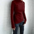thumbnail image 3 of Scyoekwg Sweatshirts for Women Long Sleeve Tunic Tops Tunic Fall Blouse Pullover Turtleneck Solid Color Casual Shirt Tops Lightweight Long Sleeve Loose Fit Blouses Wine XL, 3 of 9