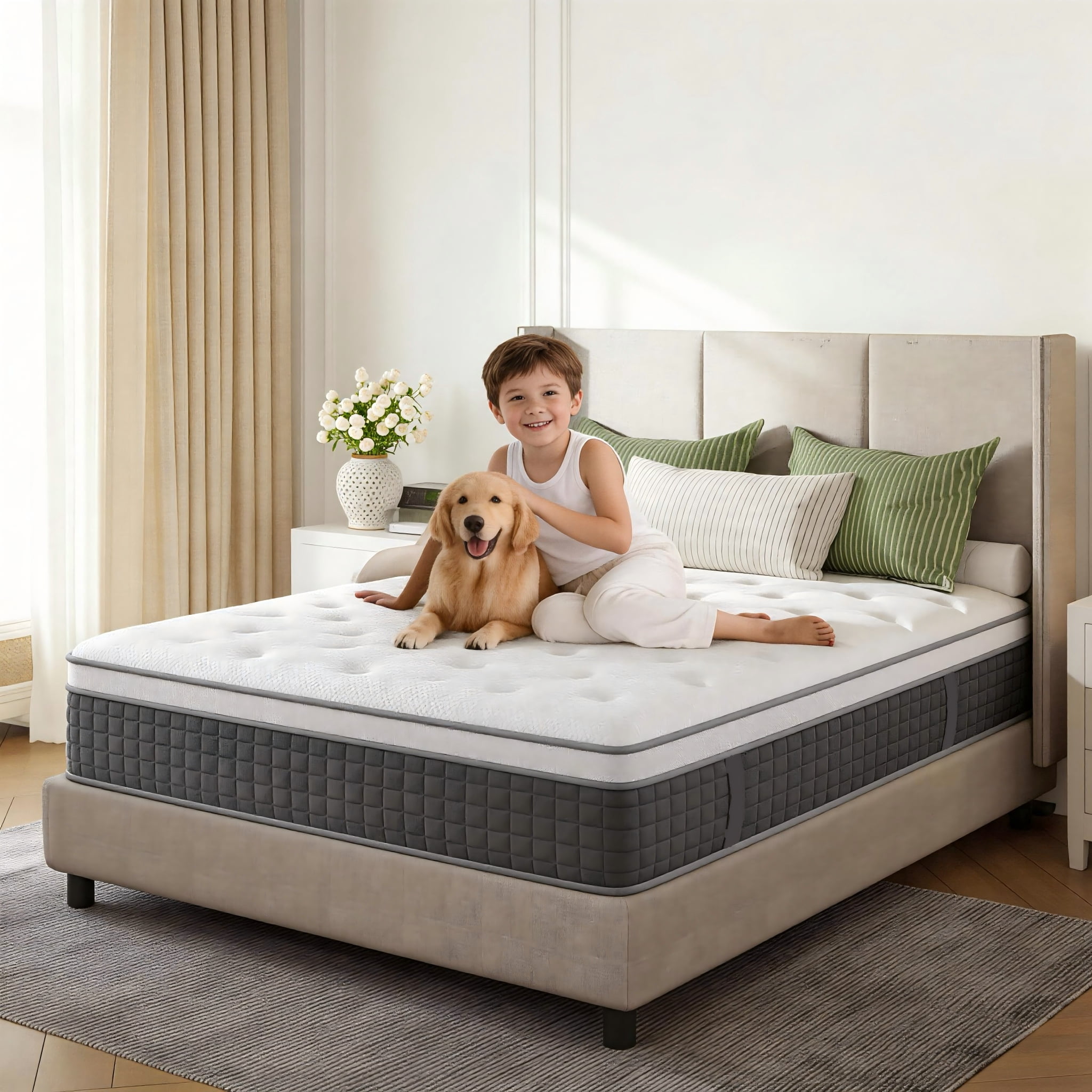 Kizreo 12" Full Size Extra Firm Hybrid Mattress, Pressure & Pain Relief