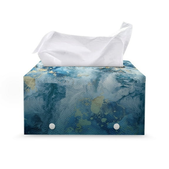 ZUXONGSY Marble Print Tissue Box Covers PU Leather Rectangular Tissue Box Holder with Buttons Decorative Tissue Organizer Easy to Install Leather Tissue Cover for Car Home Bathroom