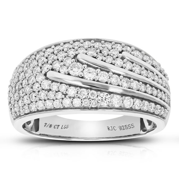 Vir Jewels 7/8 CTTW Lab Grown Diamond Wedding Band in Sterling Silver Female Adult